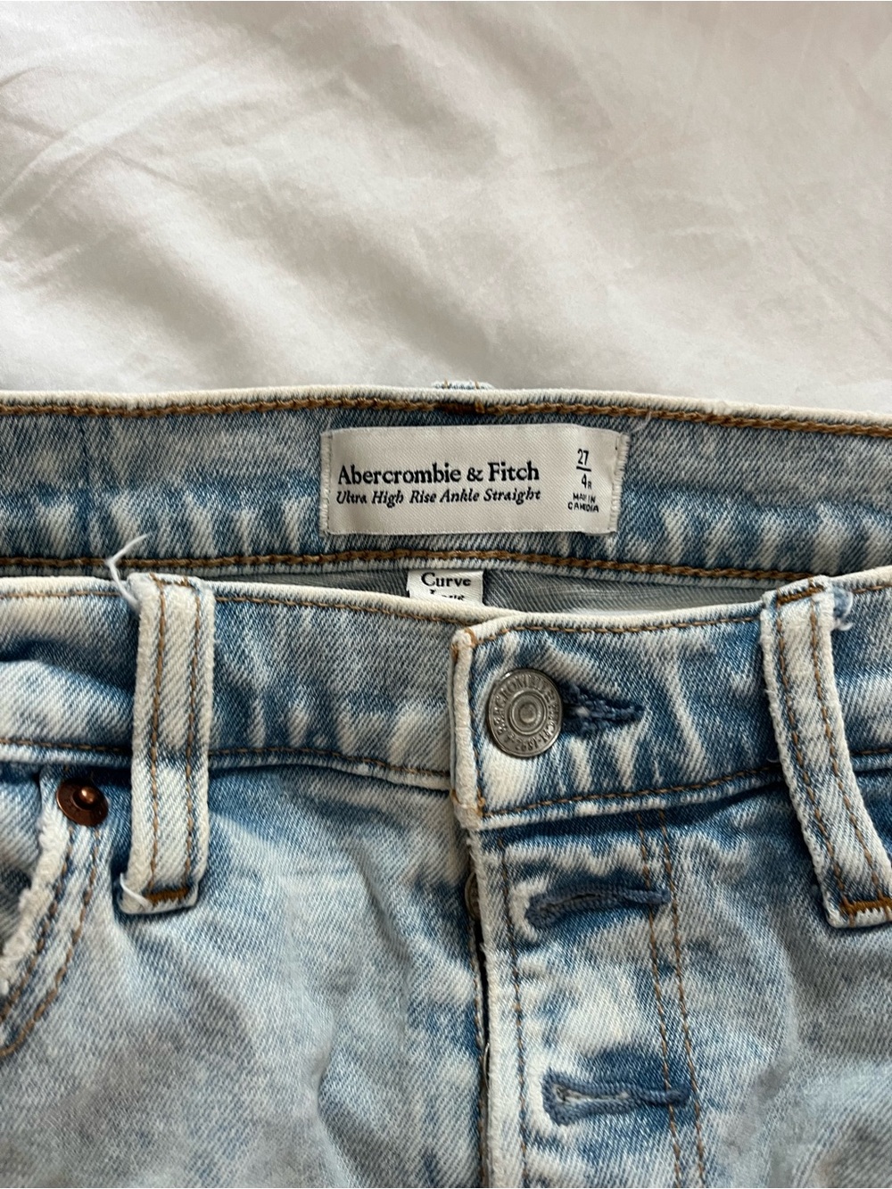 Abercrombie & Fitch Light Blue High Rise Ankle Straight Jeans